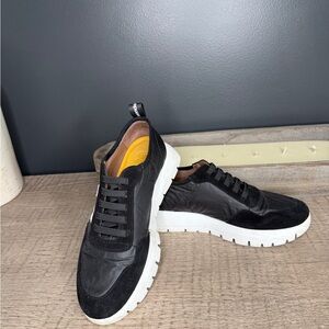 Sleek Black Women's Athletic Shoes with White Sole